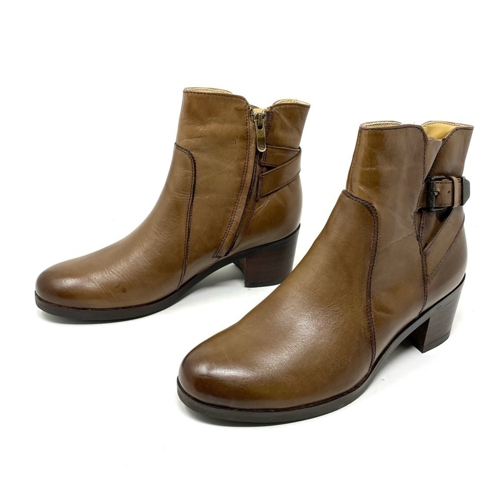 Bussola New York Leather Ankle Block Heel Boots in Nevada Fossil - Picture 3 of 9